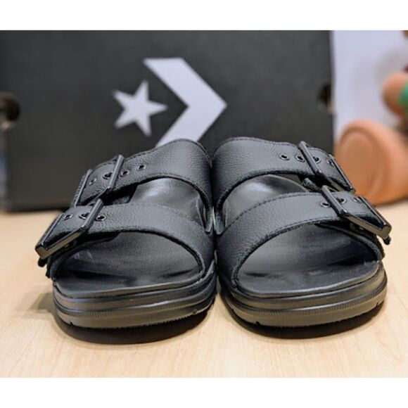 Converse CTAS Black Leather Lugged Flatform Two Strap Sandals Women's Size 9 NIB - Picture 6 of 14